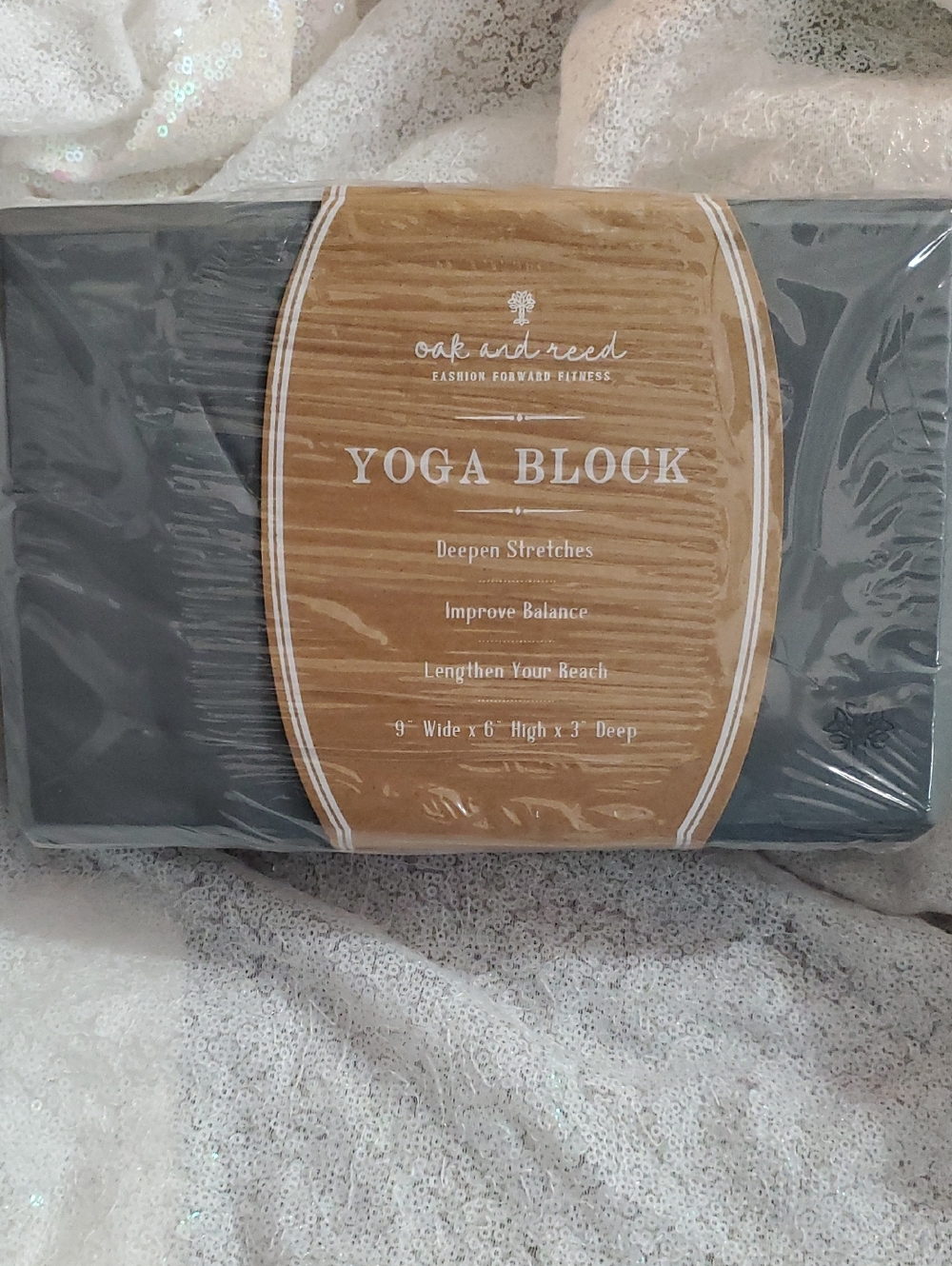 NWT Oak and Reed Gray Yoga Block - 9" Wide x 6" High x 3" Deep
